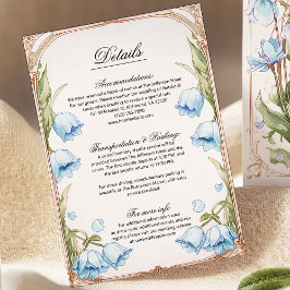 Light Blue Floral Art Nouvea Wedding Details Card