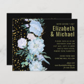 Light Blue Floral Black Moderne Hochzeitsbudget (Vorne/Hinten)