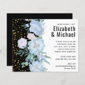 Light Blue Floral Black Moderne Hochzeitsbudget (Vorne/Hinten)