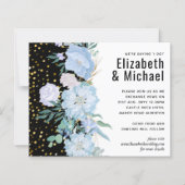 Light Blue Floral Black Moderne Hochzeitsbudget (Vorderseite)
