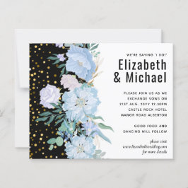 Light Blue Floral Black Moderne Hochzeitsbudget