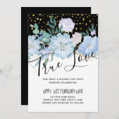 Light Blue Floral Black Moderne Hochzeitsbudget (Vorne/Hinten)