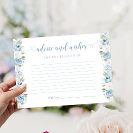 Light Blue Floral Bridal Shower Advice and Wishes Begleitkarte