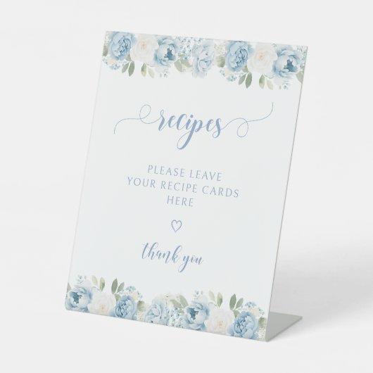 Light Blue Floral Bridal Shower Recipe Sockelschild (Vorderseite)