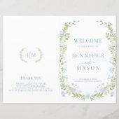 Light Blue Floral Chic Wedding Foldable Program (Vorderseite)