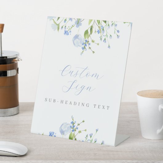 Light Blue Floral Custom Editable Sockelschild (In SItu)
