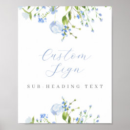 Light Blue Floral Custom Editierbar Digital Downlo Poster