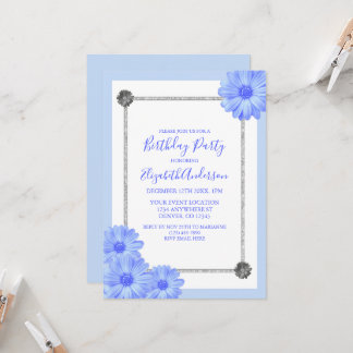 Light Blue Floral Elegante Einladung