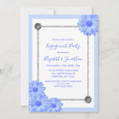 Light Blue Floral Elegante Engagement Party Einladung (Vorderseite)