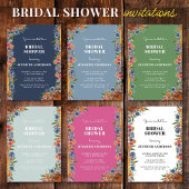 Light Blue Floral Garden Boho Chic Brautparty Einladung