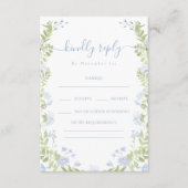 Light Blue Floral Greenery Wedding RSVP Cards Begleitkarte (Vorderseite)