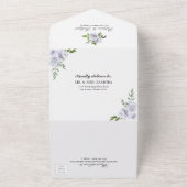 Light Blue Floral Monogram Elegante Wedding All In One Einladung (Außenbereich)