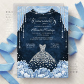 Light Blue Floral Princess Quinceanera Invitation Einladung