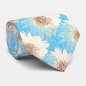 Light Blue Floral Print Krawatte (Gerollt)