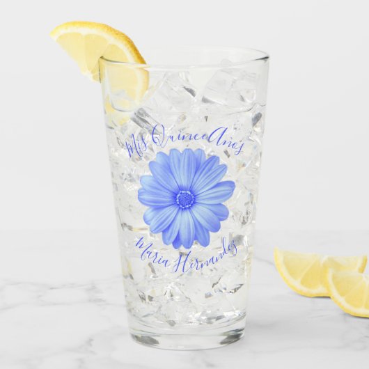 Light Blue Floral Quinceañera Glas (Vorderseite Ice)