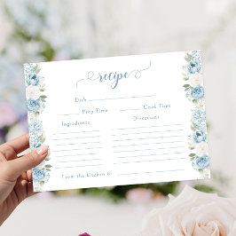 Light Blue Floral Spring Bridal Shower Recipe Card Begleitkarte