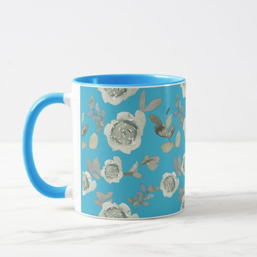 Light Blue Floral Tasse (Links)