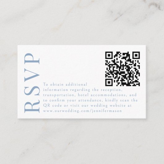 Light Blue Floral Wappen Wedding RSVP QR-Codekarte Begleitkarte (Vorderseite)