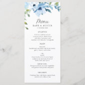 light blue floral wedding menu programm (Vorderseite)