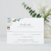 Light Blue Floral Wedding RSVP Meal Choice Card Karte (Stehend Vorderseite)