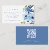 Light Blue Floral Wedding Website UAWG QR Code Begleitkarte (Vorne/Hinten)