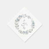Light Blue Floral Wreath Wedding Napkin Serviette (Ecke)