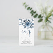 Light Blue Florals Script QR Code Wedding RSVP Begleitkarte (Stehend Vorderseite)