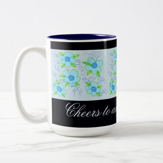 Light Blue Flower Coffee Tasse (Links)