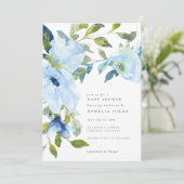 Light Blue Flower Garden Boy Baby Dusche Einladung (Stehend Vorderseite)