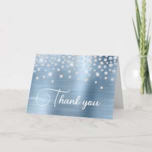 Light Blue Foil Diamond Confetti 50. Geburtstag Dankeskarte