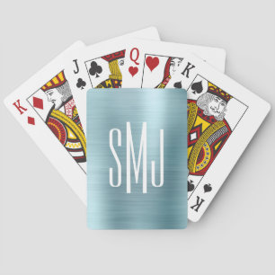 Light Blue Foil Three Letter Monogram Spielkarten