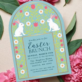 Light Blue Folk Art Easter Brunch Arch Invitation Einladung