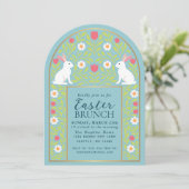 Light Blue Folk Art Easter Brunch Arch Invitation Einladung (Stehend Vorderseite)