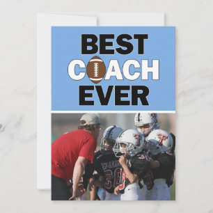 Light Blue Football Coach Best Ever Custom Foto Dankeskarte