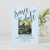 Light Blue Foto Save the Date Einladung (Stehend Vorderseite)
