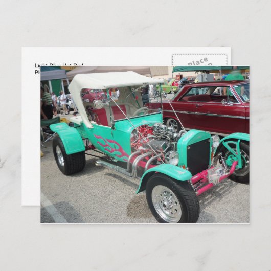 Light Blue Frisierte Auto Postkarte (Vorne/Hinten)