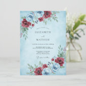 Light Blue Frosted Winter Wedding Einladung (Stehend Vorderseite)