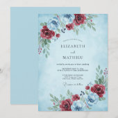 Light Blue Frosted Winter Wedding Einladung (Vorne/Hinten)