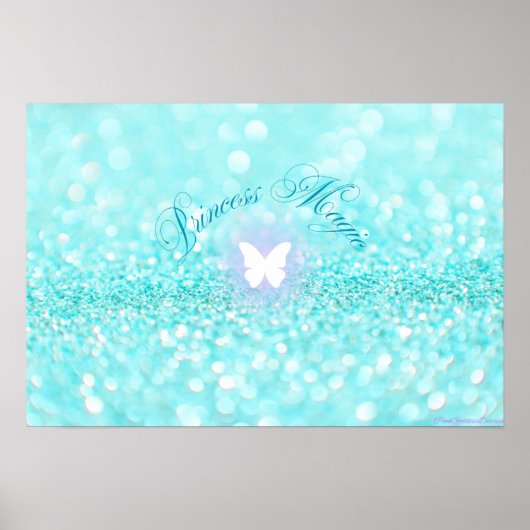 Light Blue Funkelnd Glitzer Butterfly Princess Poster (Vorne)