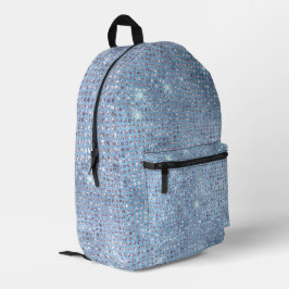 Light Blue Funkelnd Imitats Sequins Bedruckter Rucksack