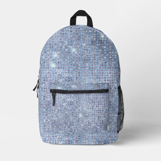 Light Blue Funkelnd Imitats Sequins Bedruckter Rucksack (Vorderseite)