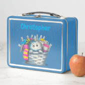 Light Blue Funny Sock Monster Design Metall Brotdose (Beispiel)