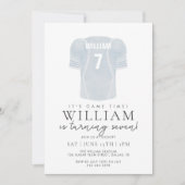 Light Blue Game Time Football Jersey Birthday Einladung (Vorderseite)