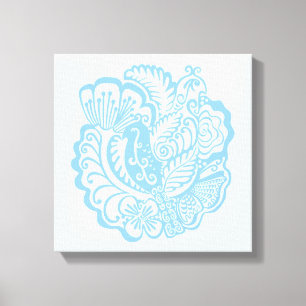 Light Blue Garden Birds Mauer Leinwanddruck