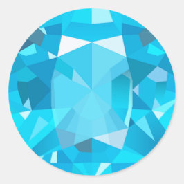 Light Blue Gems Round Stickers