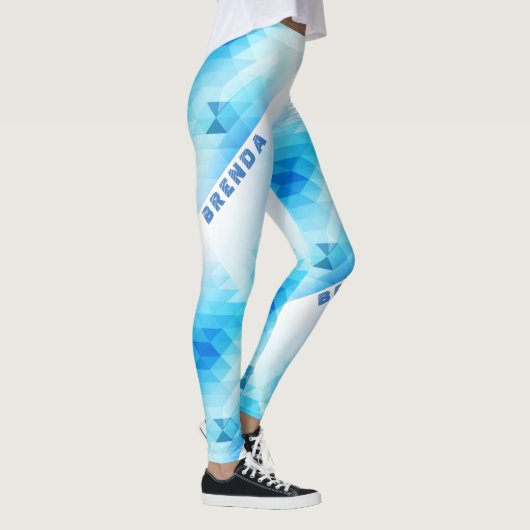Light Blue Geometric Design Monogram Leggings (Rechts)
