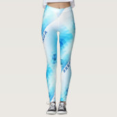 Light Blue Geometric Design Monogram Leggings (Vorderseite)