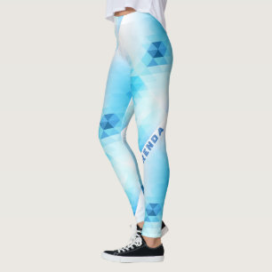 Light Blue Geometric Design Monogram Leggings