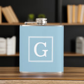 Light Blue Gerahmt Monogram Flachmann