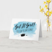 Light Blue Get It Girl! Abschluss Karte (Gelbe Blume)